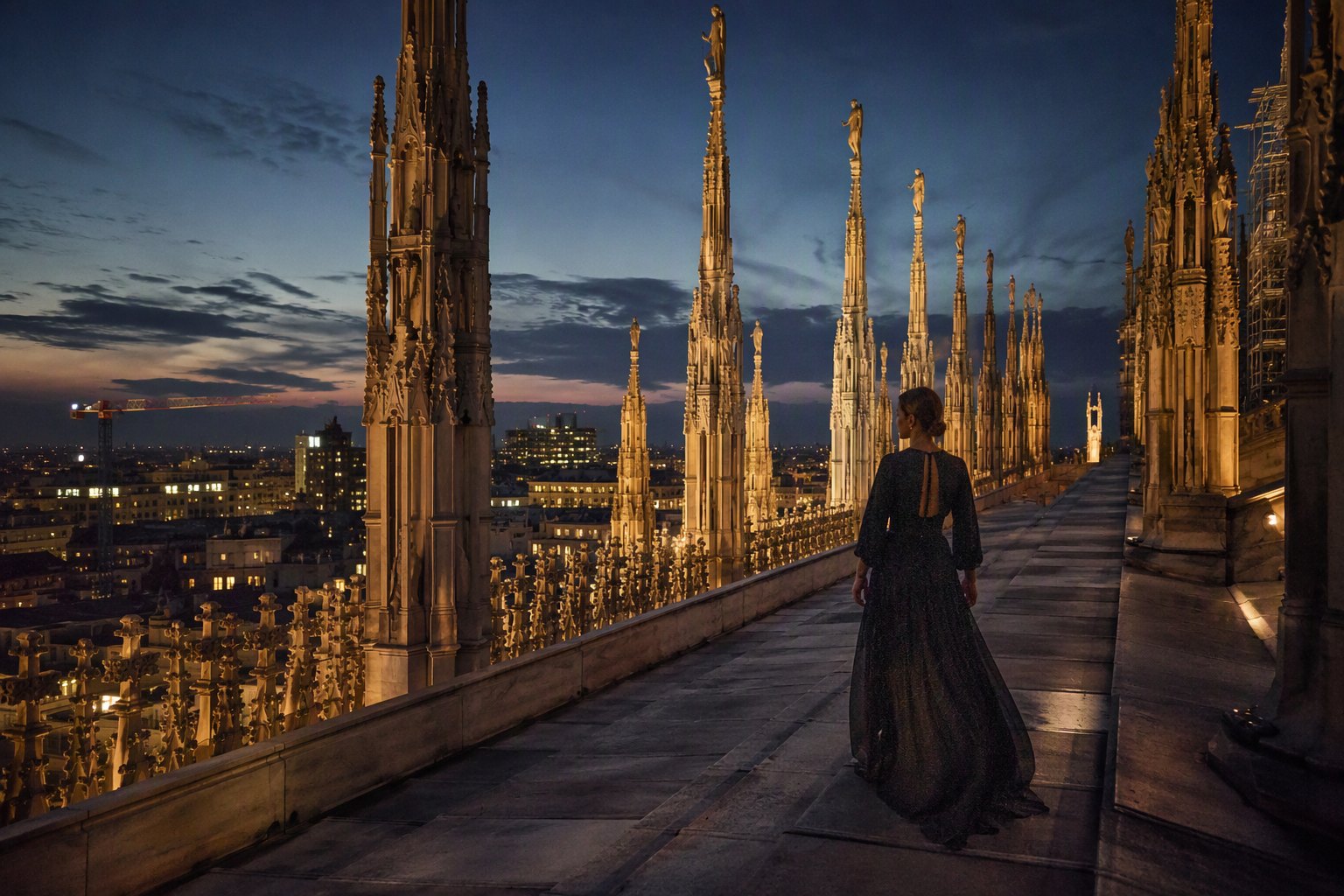 Les terrasses du Duomo à l’heure dorée, Milan à vos pieds.