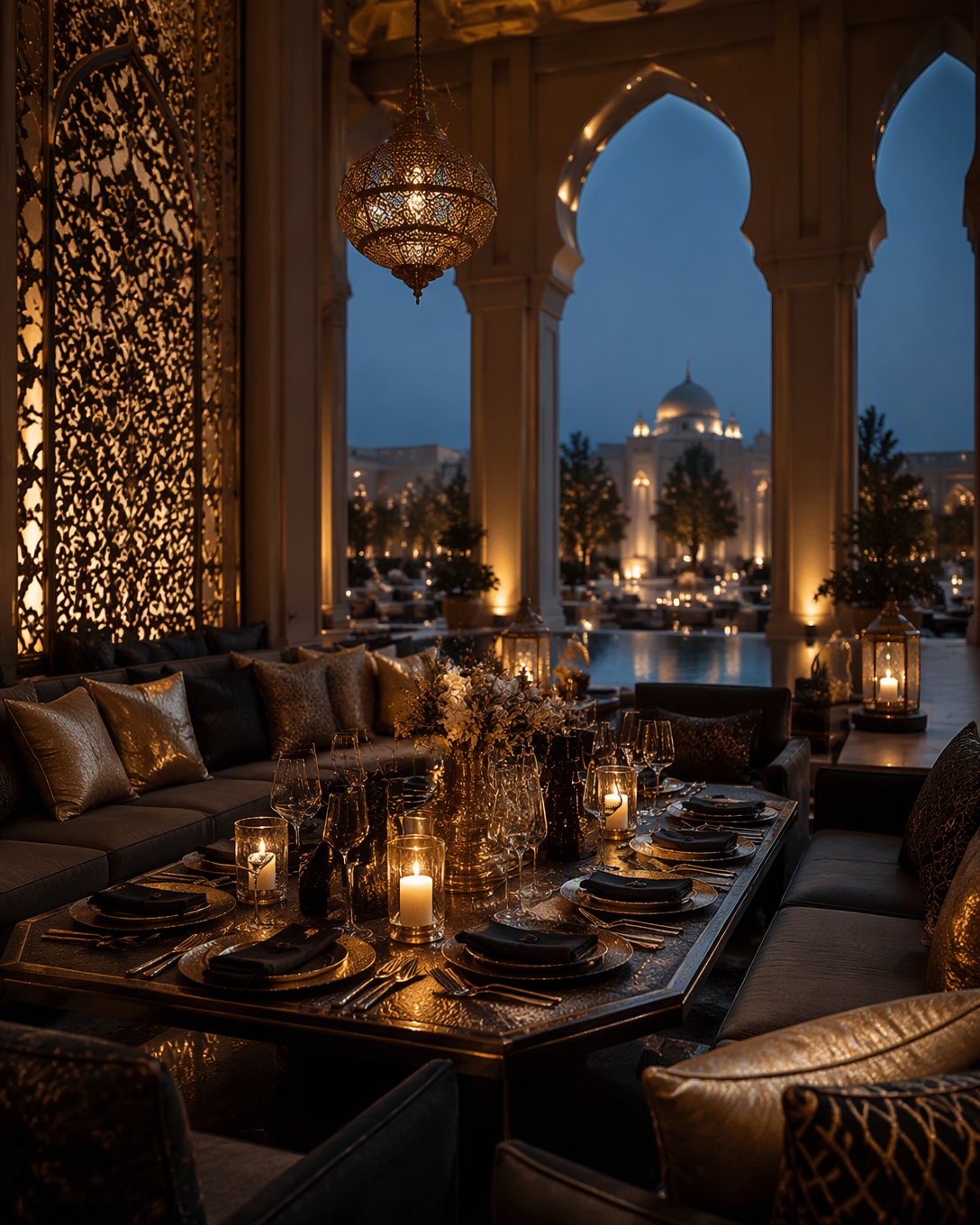 Un dîner majlis aux accents d’or, dans un palace d’Abu Dhabi.