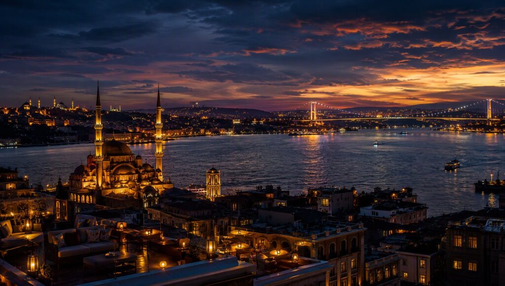 Vue de Istanbul au crépuscule.