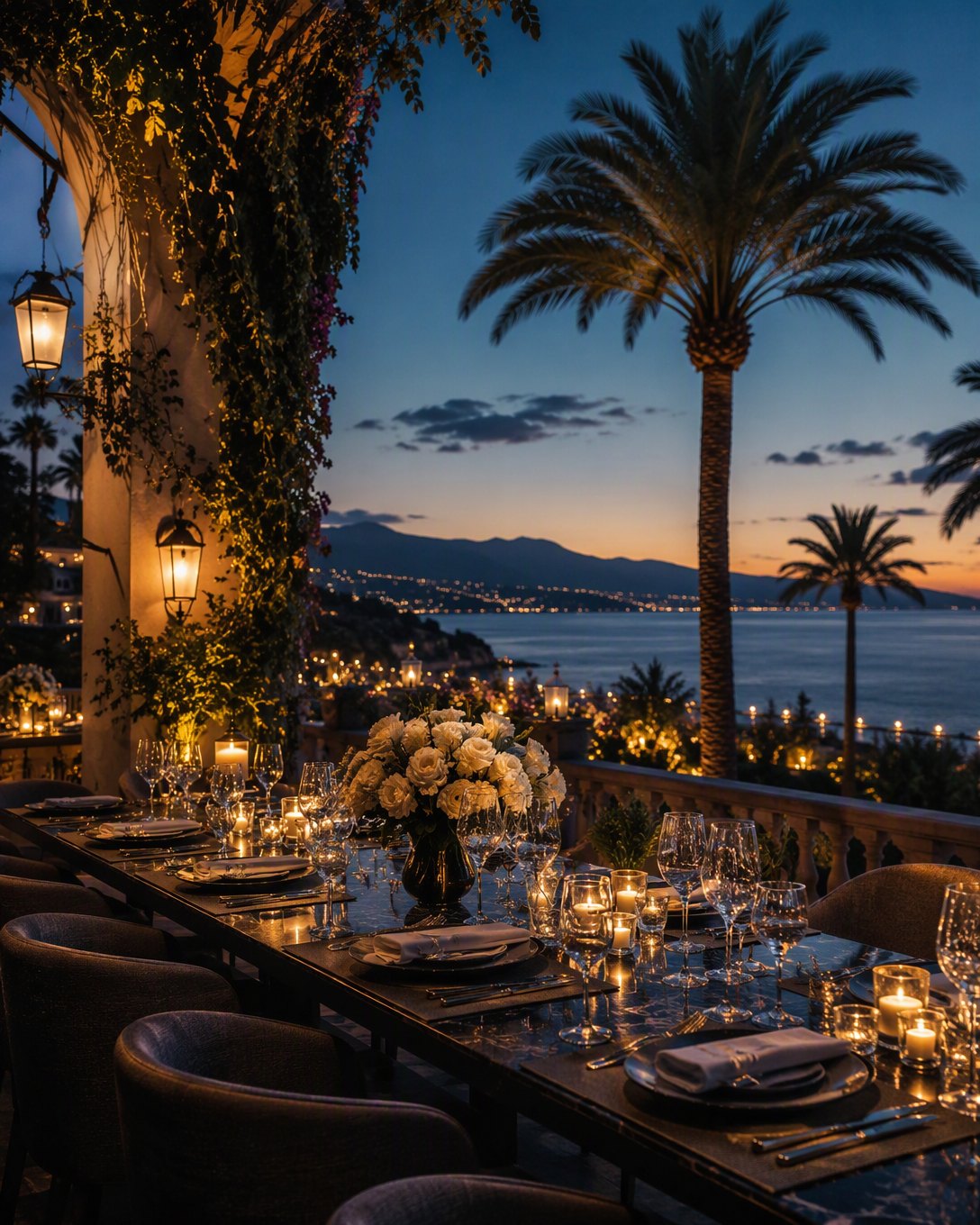 Un dîner en terrasse face à la Méditerranée, à Marbella.