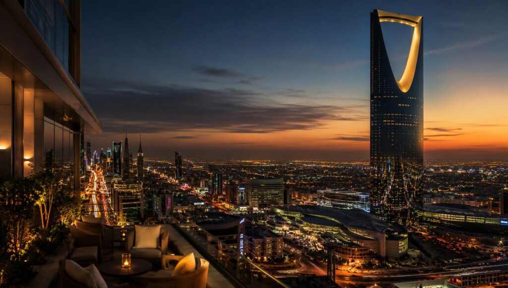 Vue de Riyad au crépuscule.
