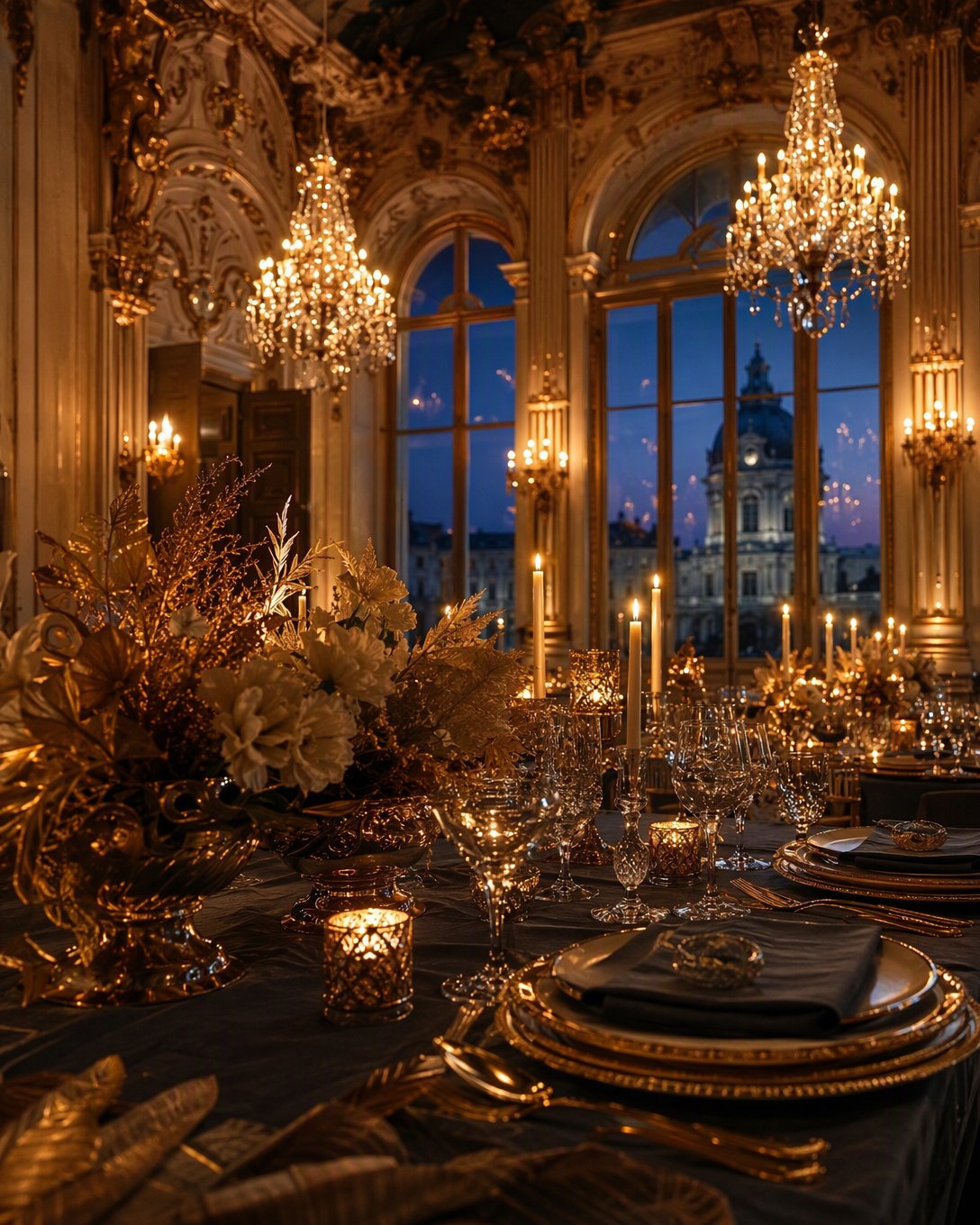 Un dîner de gala sous les lustres d’un palais viennois.